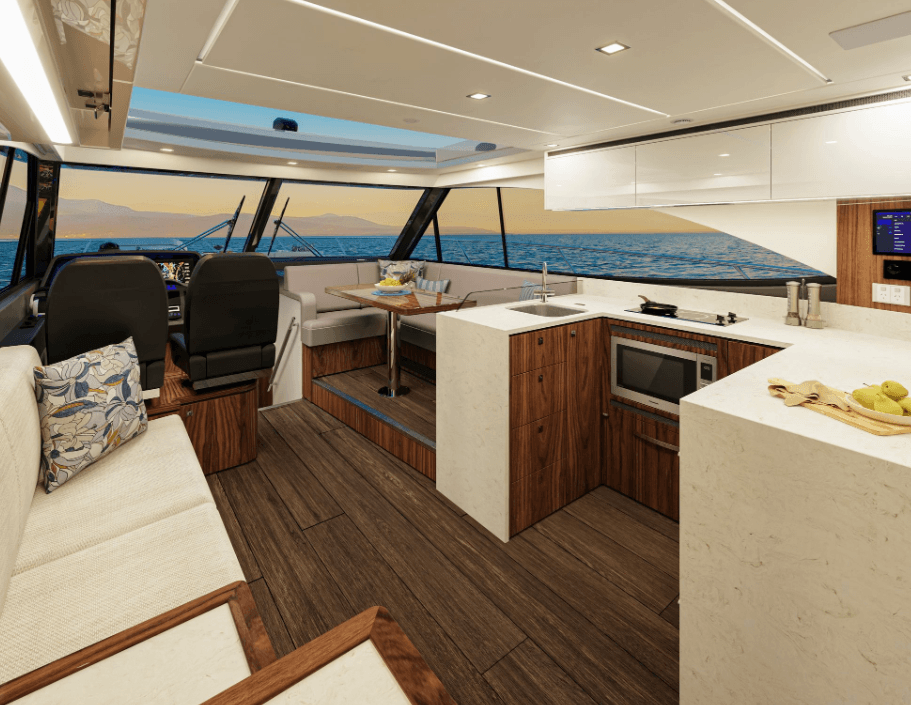 riviera 5000 sport yacht platinum saloon