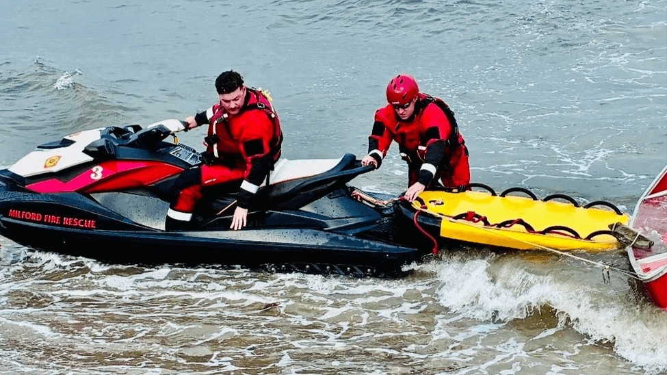 Milford Fire Rescue on a jet ski