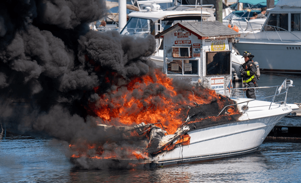 Boat on fire
