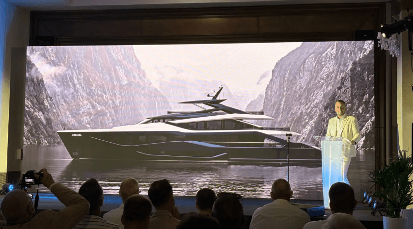 Sunseeker's new 45-metre superyacht Credit: Emily Dawkins