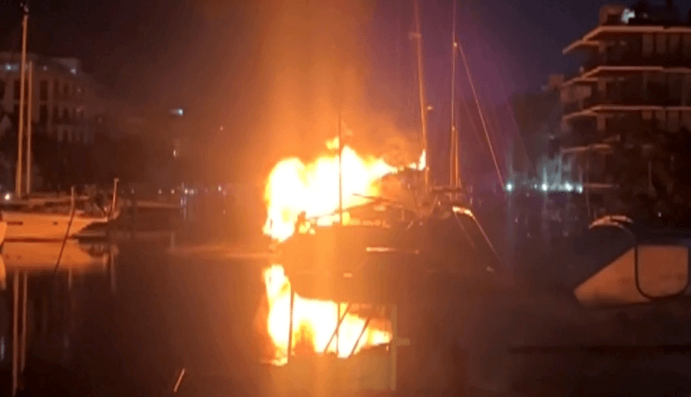 Catamaran on Fire