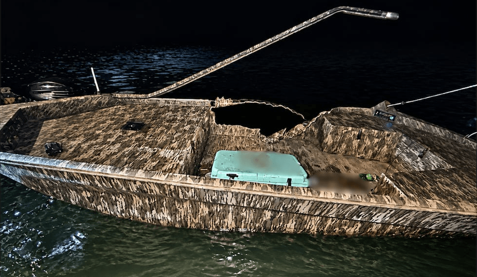 A damaged boat from a collision