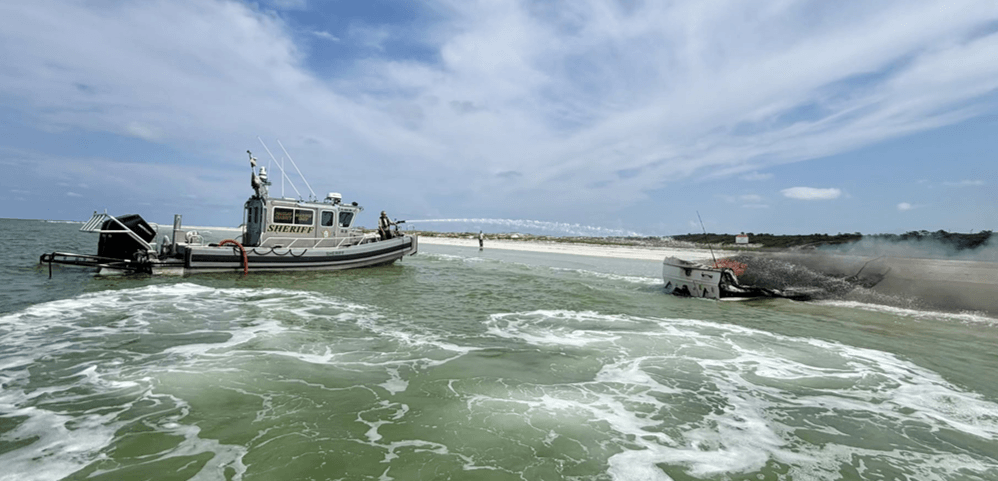 Marine Unit putting out a boat fire