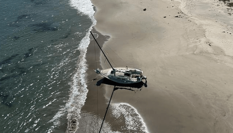 A sailboat in the sand