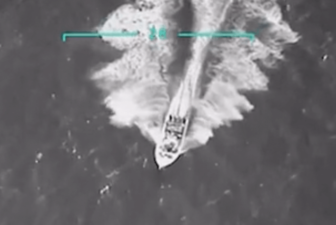 Aerial image of the suspected smugglers boat