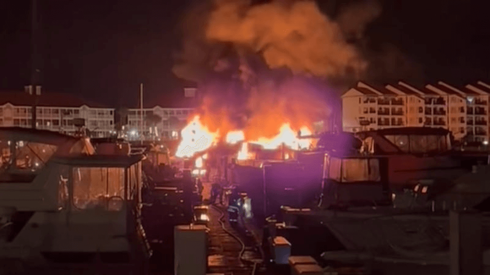 Fire at a Marina