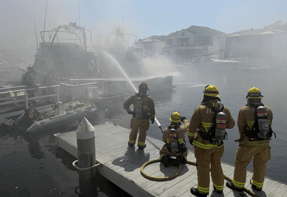 Fire Rescue putting out a boat fire