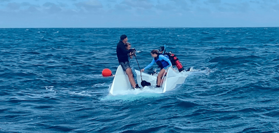 A capsized boat