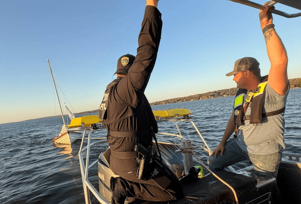 Two men on a boat