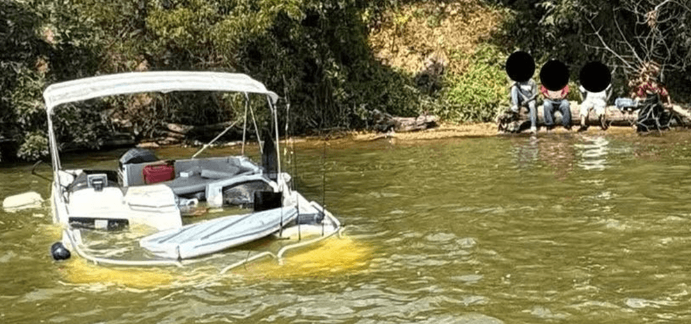 Sinking Pontoon Boat in a River