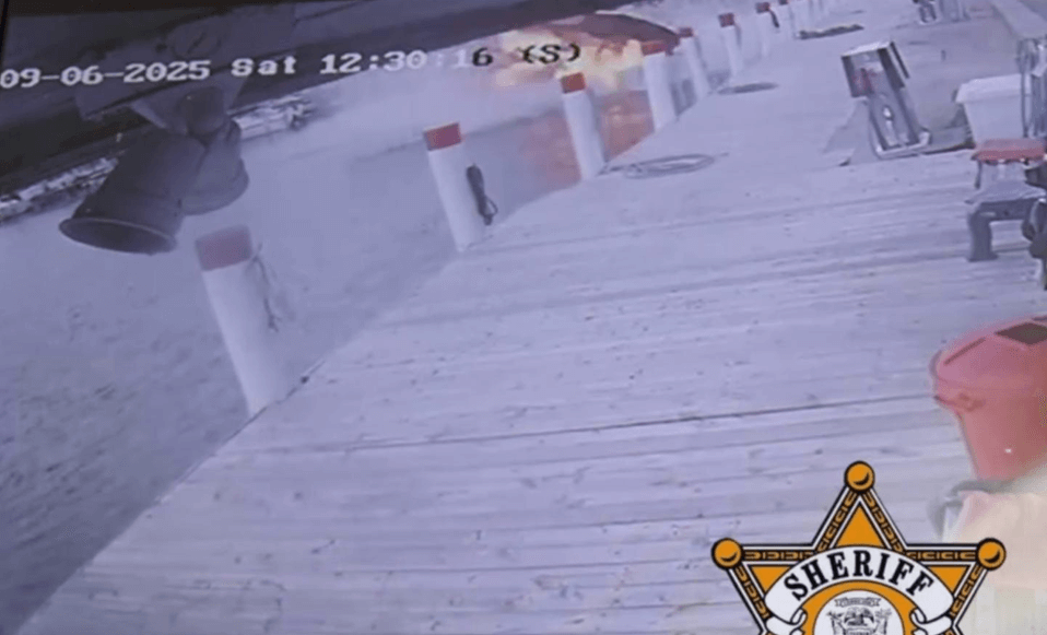 Boat explosion near a dock