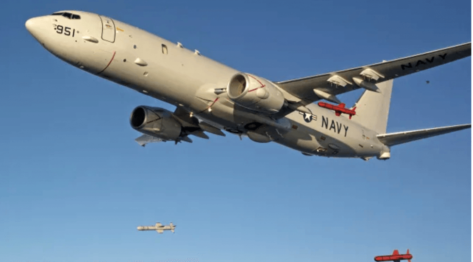 The Boeing P-8A Poseidon maritime patrol aircraft can carry numerous missiles and Mk-54 torpedos.
