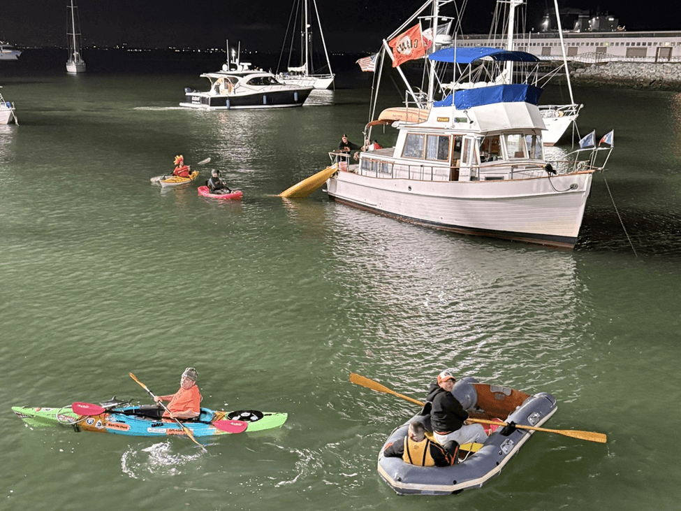 Kayakers and Boats in the Ocean