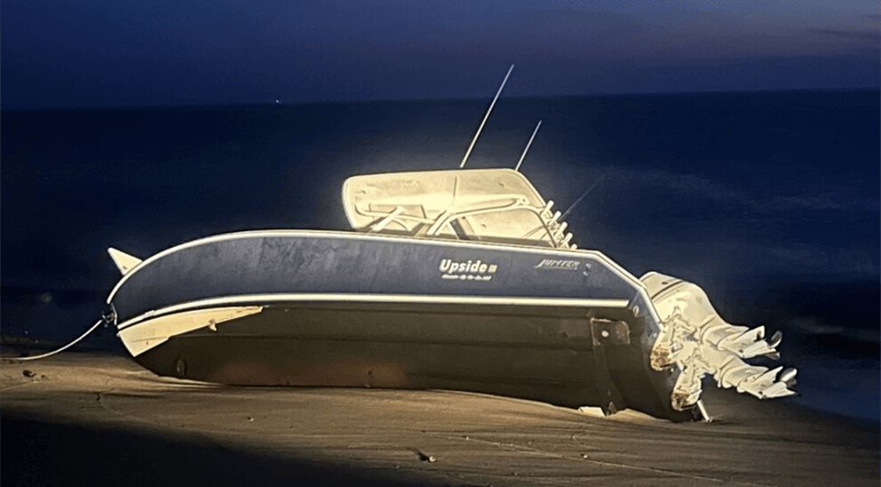 Boat grounded on land