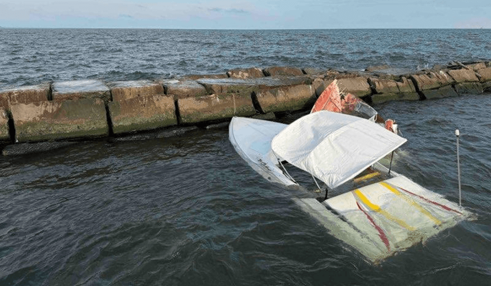 Boat crashed into a wall