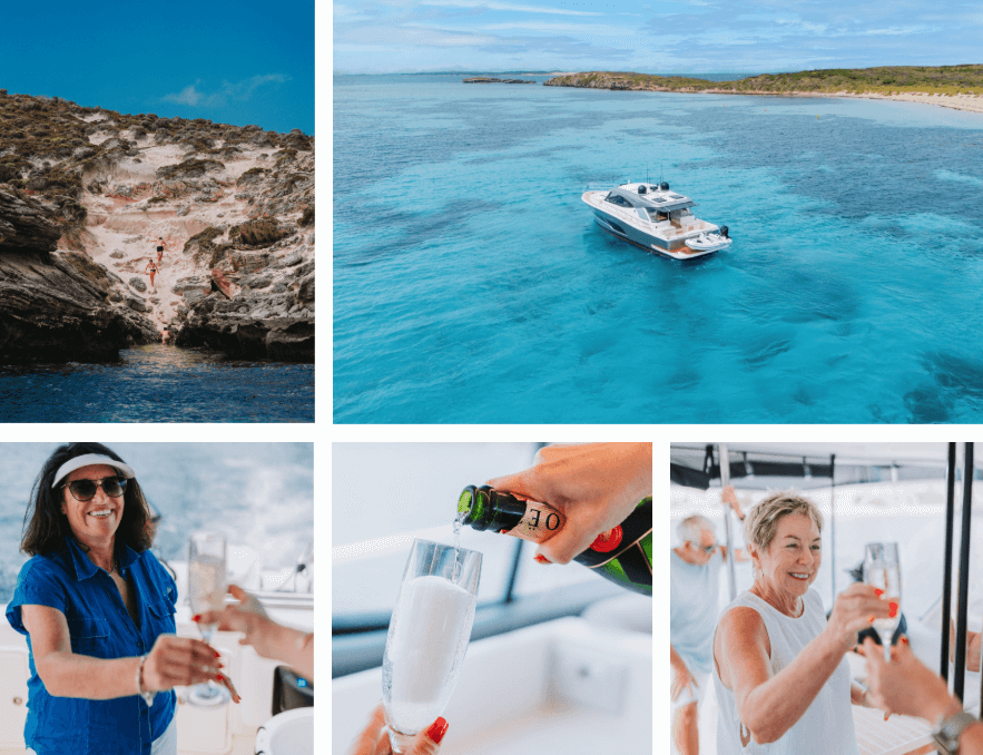 Moët in hand, turquoise water all around