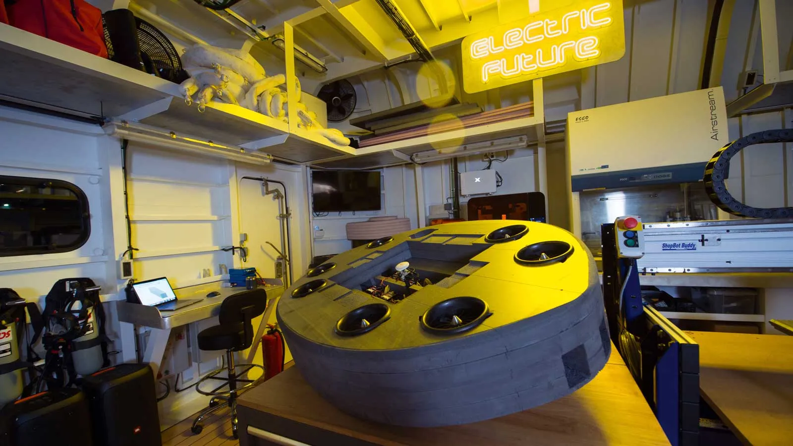 One of the vessel’s two laboratories on board