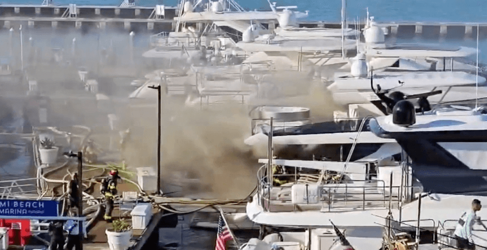 Yacht on fire