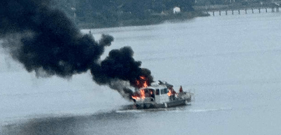 Despite swift efforts by fire crews from several agencies, a burning boat was deemed a total loss