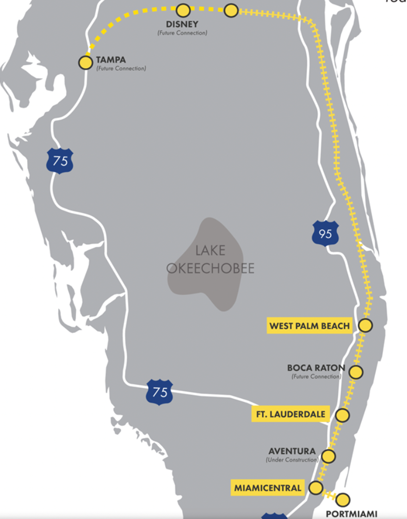 Brightline service area - Orlando to Miami