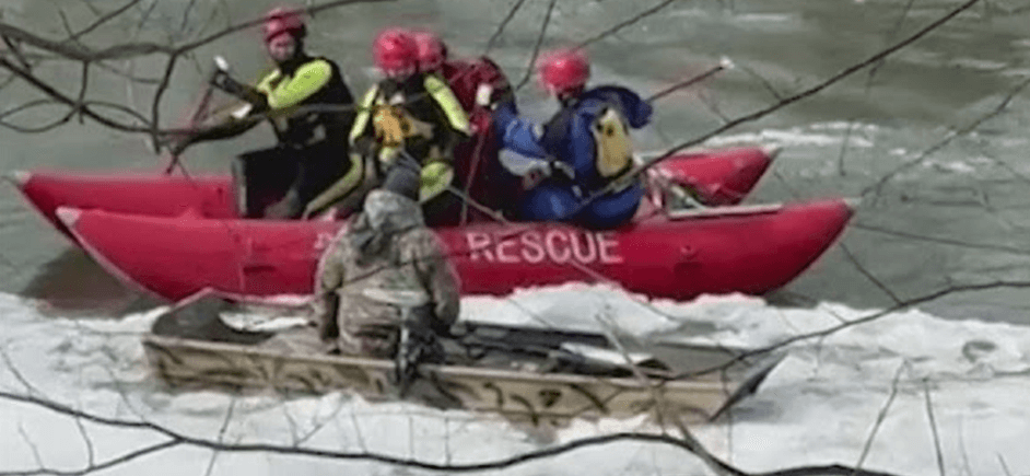 Rescue crew in the river
