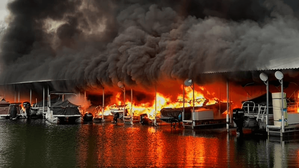 Boats on frire at a marina