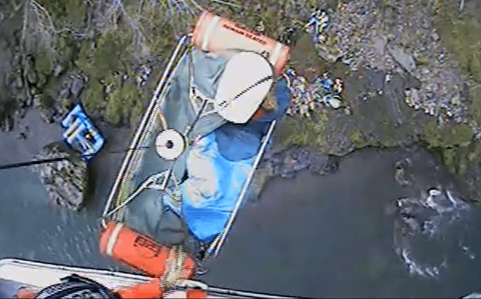 A person being airlifted