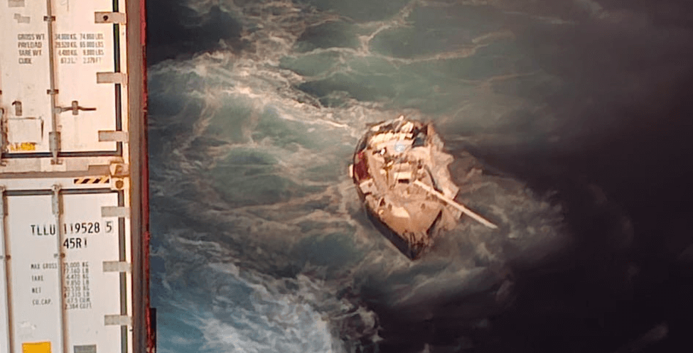 Disabled sailboat in the coast