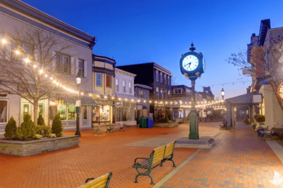 brick roads through historical town