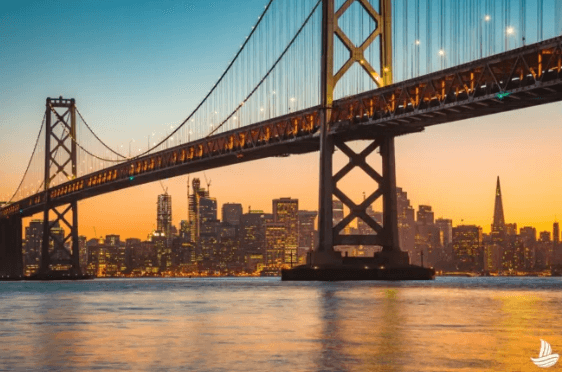 Golden Gate bridge at sunset