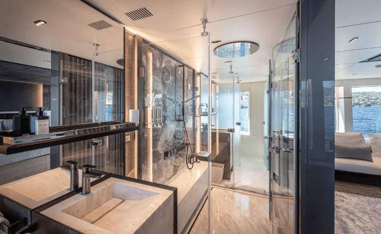 luxurious master bathroom and shower
