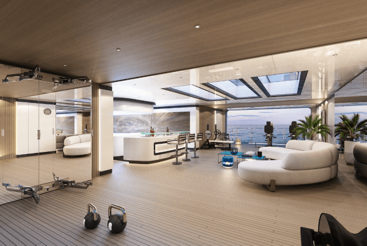 weight and sitting area in gym