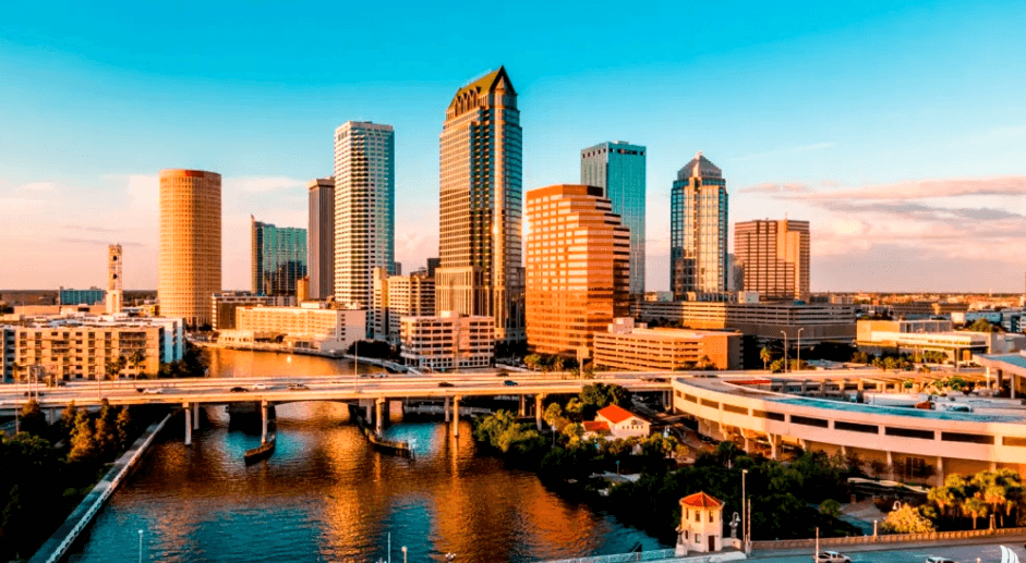 Aerial of downtown Tampa Florida