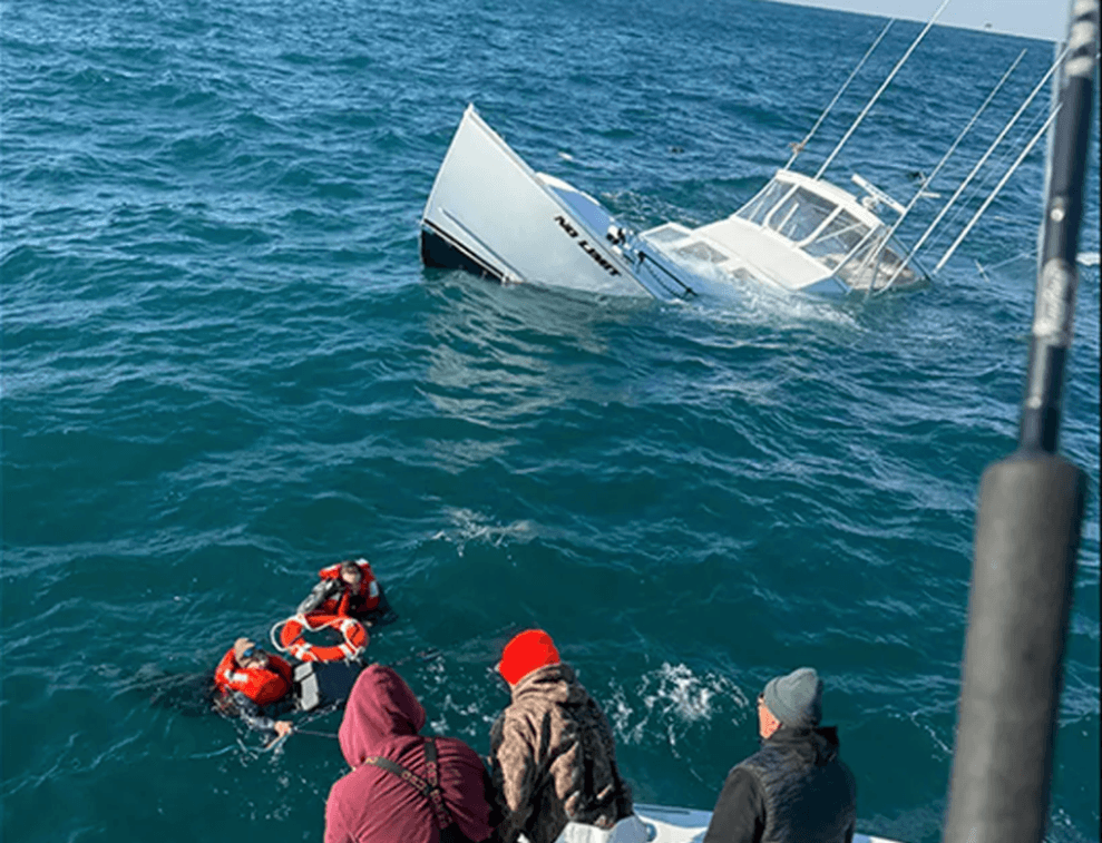 A boat sinking in ocean