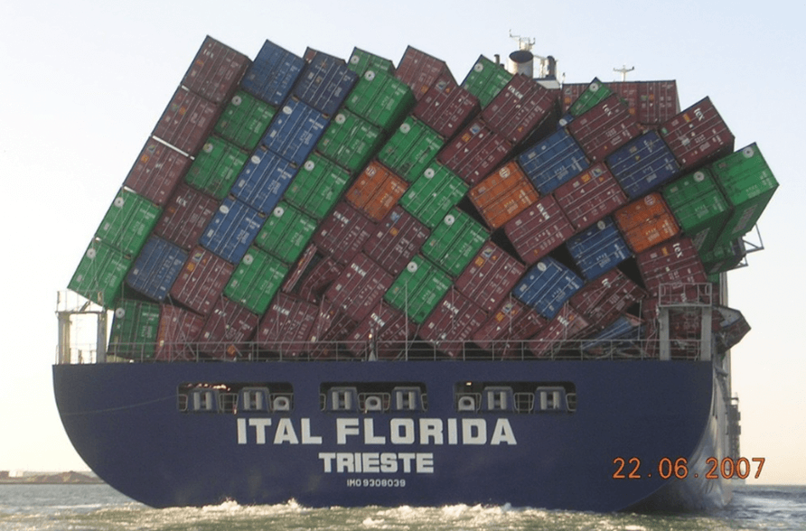 Barge carrying vessel containers