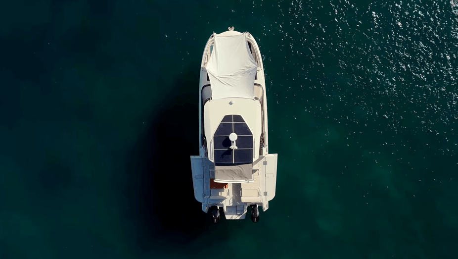 Aerial of boat on water
