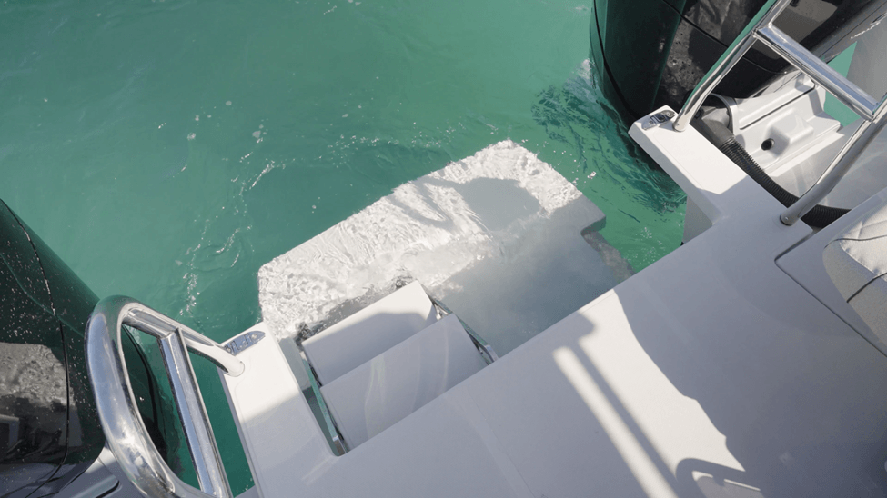 steps into the water