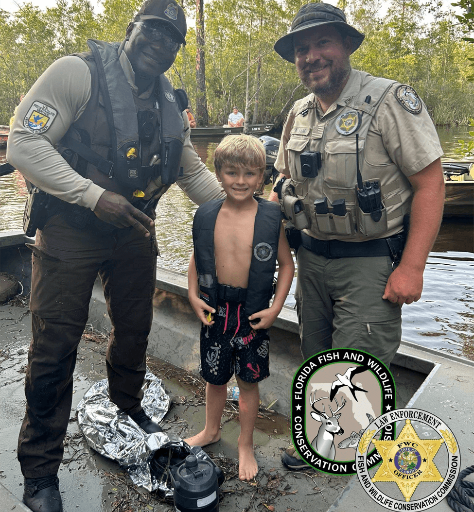 Greyson Hardy, 7, ‘pushed 1.5 miles upstream’ on a paddleboard in snake- and alligator-infested waters