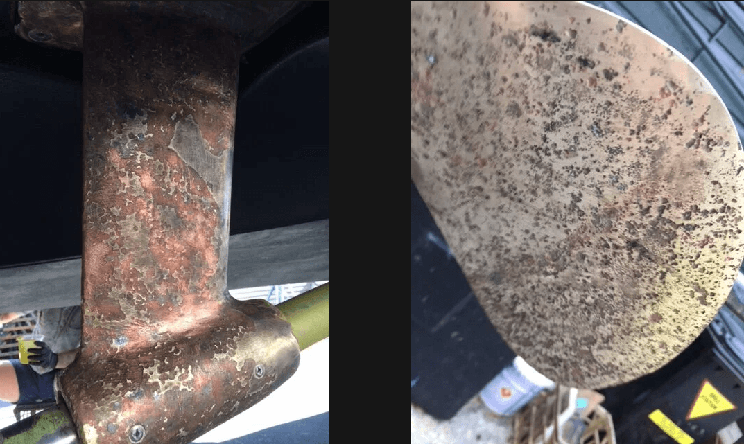 corrosion on a boat propeller