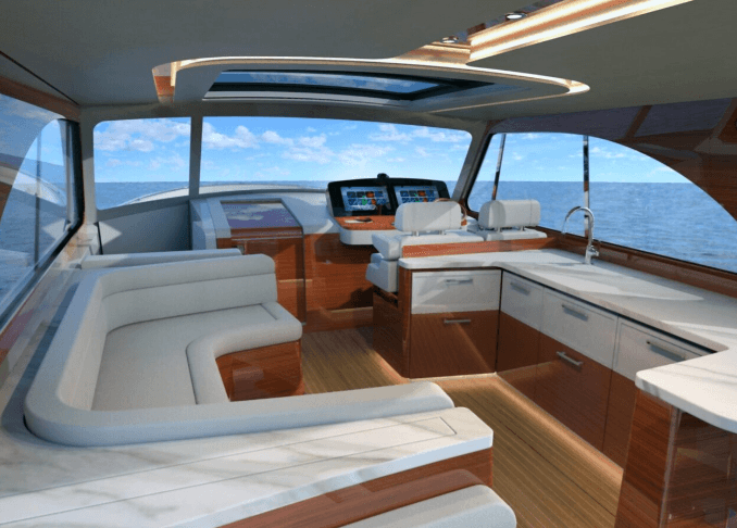 central bar inside of the boat