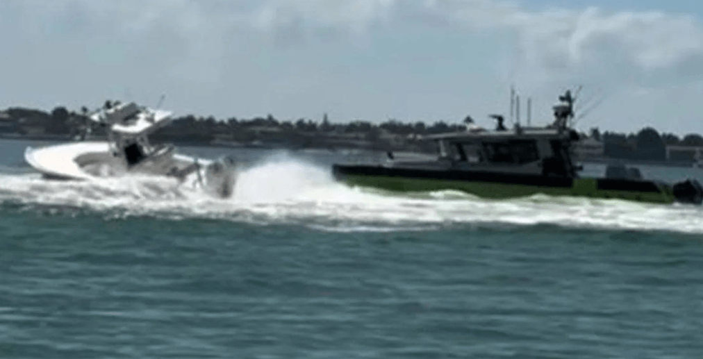 A boat spinning out of control.