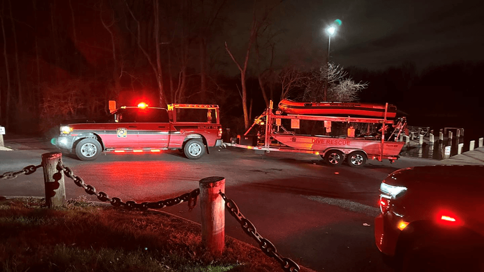 Fire Truck towing a kayak