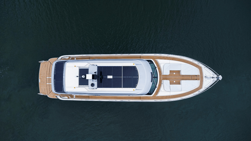 aerial view of solar panels on boat