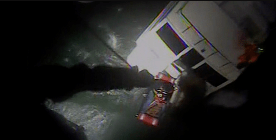 People being rescued from a fishing yacht
