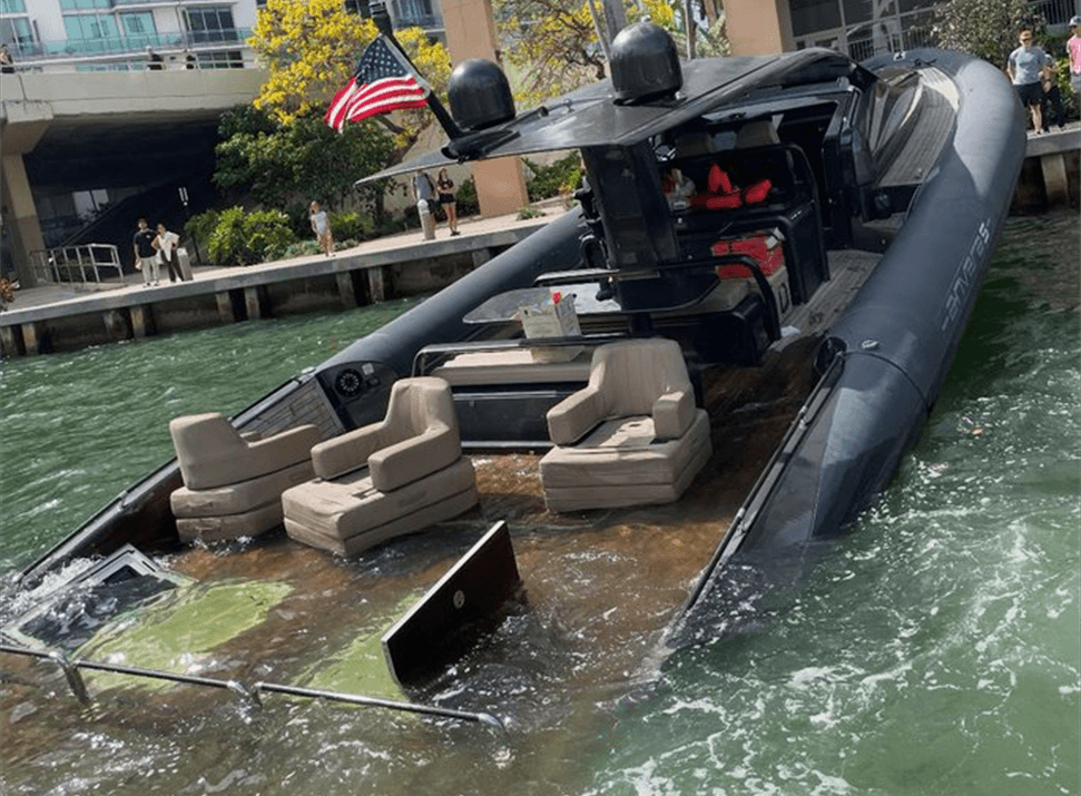 A boat taking on water