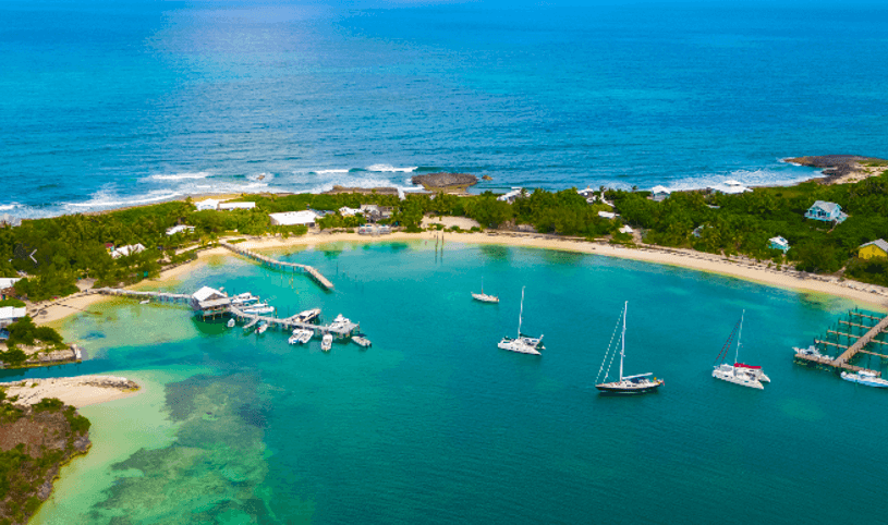 boats anchored in bay