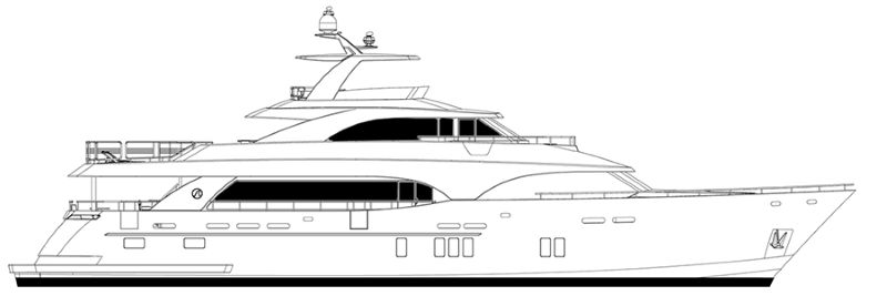 Ocean Alexander 112 Tri-Level Motor Yacht profile shot