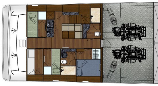 Ocean Alexander 100 Skylounge crew quarters