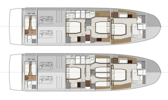 Prestige Yachts 680 accommodation floor plans