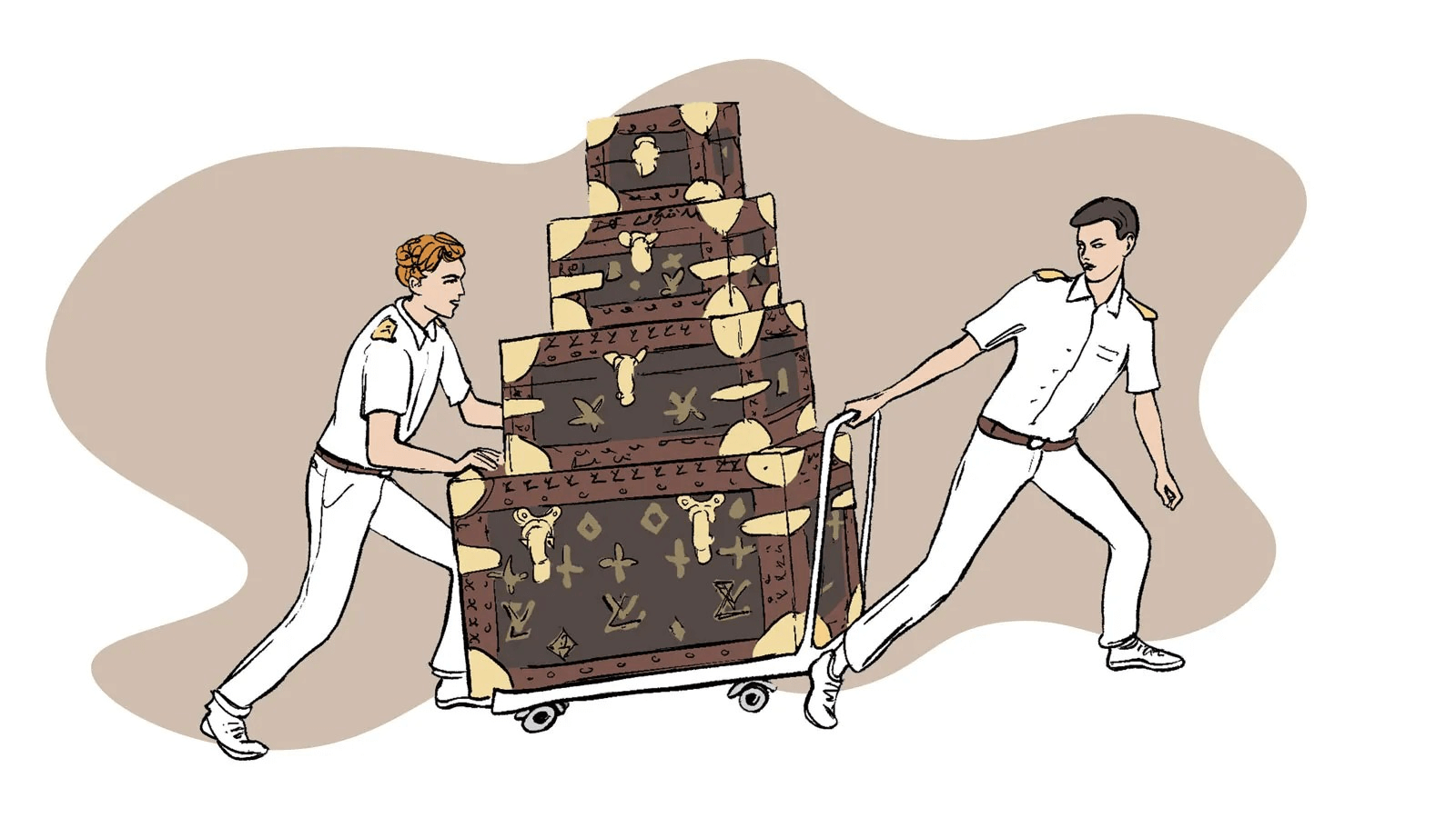 Illustration of luggage porters